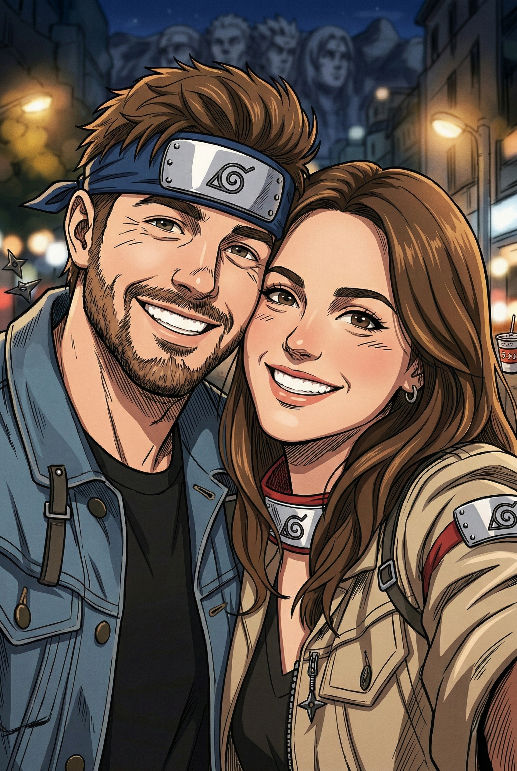 Couple transformed into anime art